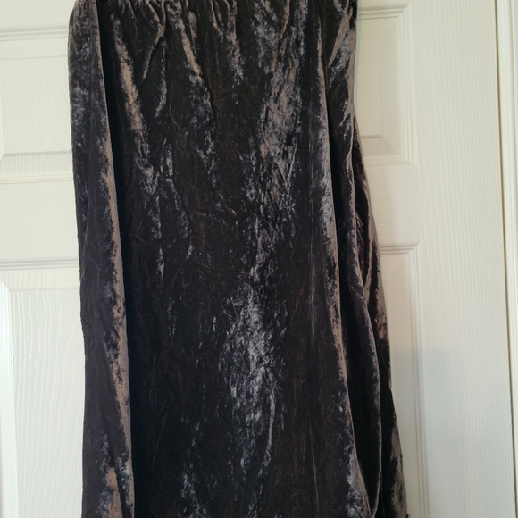 J Jill Skirt Womens Crushed Velour Midi Length Brown Buttons hem elastic waist - Picture 4 of 4